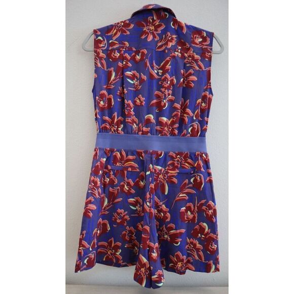 Athleta 607139-04 Women's Petite Sz 2P Purple Floral Brooklyn Utility Romper - Picture 2 of 9